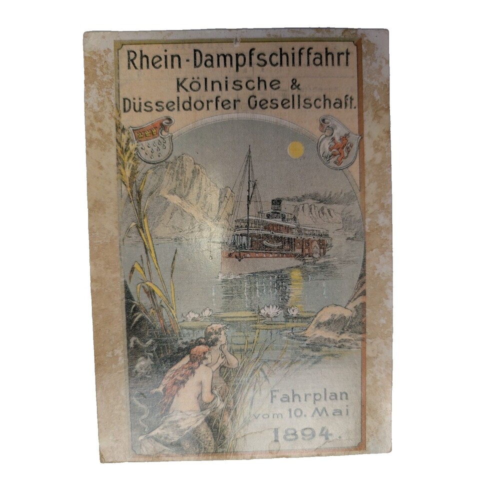 Vintage 1985 Germany Postcard KD Rhine Steamship 1894 Timetable Heidelberg